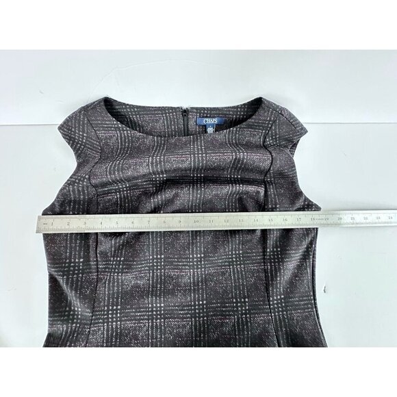 Chaps Womens Sleeveless Sheath Dress Gray Red Plaid Size Medium Office Cocktail - Picture 14 of 15